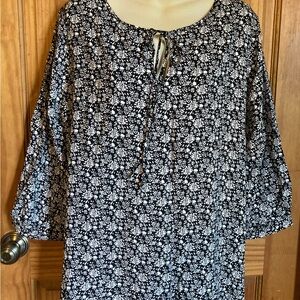 Matty M Black and White Floral Blouse